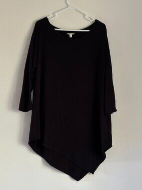 Soft by Joie Oversize Tunic with Asymmetrical Hem Black size medium